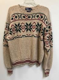 Vintage 80s Polo Ralph Lauren Brown Christmas Holiday Snowflake Sweater Xl Poloralphlauren Christmasorski Snowflake Sweater Sweaters Lauren Brown