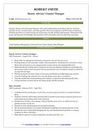 beauty advisor resume samples qwikresume