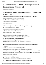 Take this quiz online at. Exam 12 2018 Questions And Answers 5 25 2018 50 Top Pharmacodynamics Multiple Choice Questions Studocu