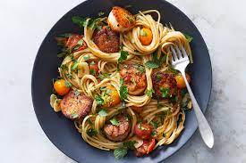 Seared Scallop Pasta With Burst Tomatoes And Herbs Recipe Nyt Cooking