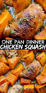 One Pan Chicken And Squash Dinner Let The Baking Begin In 2020 Baked Chicken Recipes Easy Easy Chicken Dinner Recipes Baked Chicken Recipes