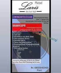 Lowongan kerja di garut plaza. Loker Banyuwangi 2020 Mebel Laris Sun East Mall Mencari Karyawan Supir Ringtimes Banyuwangi