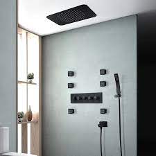 Best shower panels are vital ingredients of walk in showers.since the early days of showering, this is the piece that has probably evolved the most. Ceiling Mount Matte Black Thermostatic Music Smart Led Rain Shower Panel System Shower Panel Mounting Kit