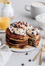 Fluffy Chocolate Chip Pancakes Recipe Savoury Cake Food Chocolate Chip Pancakes