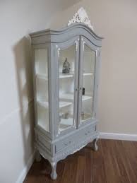 Artiss bookshelf display shelf adjustable storage cabinet bookcase stand rack. French Shabby Chic Two Door Display Cabinet Handmade In Mercury Grey White