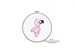 flamingo mini cross stitch chart pattern pdf instant download counted cross stitch no 022