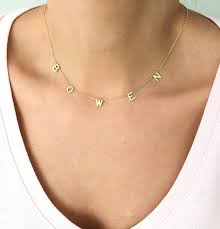 Custom Letter Necklace Letter Choker Necklace Gold Letter Etsy In 2021 Solid Gold Necklace Initial Necklace Dainty Initial Necklace