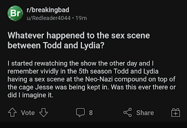 What ever happened to the sex scene between Todd and Lydia? :  rokbuddychicanery