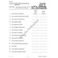 Included in this money math printable pack: Market Math Activity Book Menu