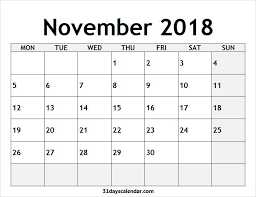 Available Nov 2018 Calendar Usa Monthly Calendar Template Calendar Template November Calendar