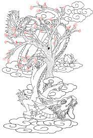 Cherry Blossom Dragon Art Tattoo Design Chinese Dragon And Hare By Kitiharumi Dragon Tattoo Colour Dragon Head Tattoo Cloud Tattoo