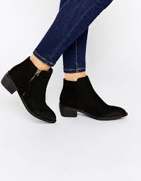 Image 1 Of Glamorous Zip Black Flat Ankle Boots Ankle Boots Flat Black Flat Ankle Boots Boots