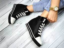 damen sneaker turnschuhe sportschuhe stiefeletten keilabsatz gr 36 41 schwarz turnschuhe mit keilabsatz turnschuhe stiefeletten keilabsatz