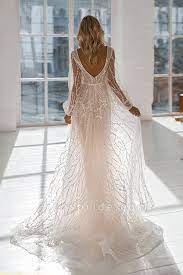Long Sleeve Court Train Tulle A Line Wedding Dress Wedding Dresses Australia Wedding Dresses Beach Wedding Outfit