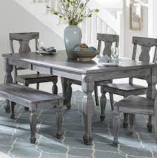 Kara Butterfly Leaf Rubberwood Solid Wood Dining Table Grey Dining Tables Wood Dining Table Grey Kitchen Table