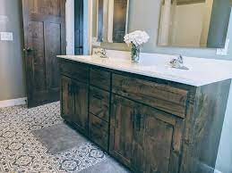 Knotty Alder Cabinets With Contrasting White Countertop Tile Flooring And Gray Walls By Shady Ridge C Alder Cabinets Knotty Alder Cabinets White Countertops