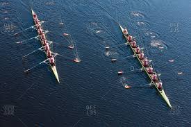 Above view of two rowing eights in water | Stock Images Page ...