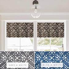 The faux roman valance finishes at 18 length and can be made any width up to 94. Amazon Com Faux Roman Shade Valance Custom Made In Charcoal Grey Or Blue And White Stencil Print Fully Lined Fabric By The Yard Handmade