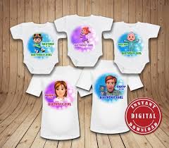 Girly Personalized Birthday Birthday T Shirt Design Ideas Cocomelon Family Iron On Transfer Digital For Girl Cocomelon Shirt Printable Iron On In 2020 Baby Birthday Invitations 1st Birthday Party Themes Personalized Banners