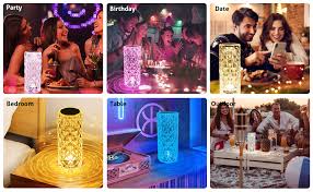Auezona Lampe LED en cristal, 2500 mAh, 16 couleurs, contrôle tactile, 4  modes, USB, ombres de rose, lampe de table avec télécommande, lampe de  chevet, changement de couleur, veilleuse pour chambre à :