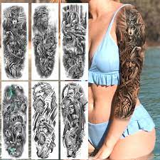 Tatouage Temporaire De Bras Complet De Guerre Des Dieux Pour Hommes Et Femmes Autocollant De Faux Tatouage Realiste De Corps De Guerrier Grec De Jesus A Faire Soi Meme Aliexpress