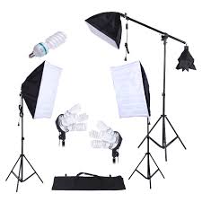 Photography Studio Lighting Kit 3pcs Softbox Tripod Stand 45w 135w Bulb Cantilever With Oxford Bag 151cm 199cm Andoer Com