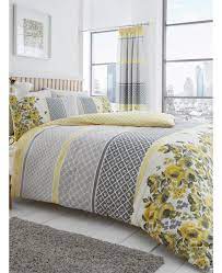 Queen king bed yellow gray grey pintuck pleat stripe 8 pc comforter set bedding. Saphira Grey And Yellow Floral King Size Duvet Cover Set