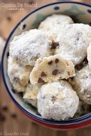 Chocolate Chip Snowball Cookies Crazy For Crust Recipe Chocolate Chip Snowball Cookies Recipe Russian Tea Cakes Cookies Snowball Cookie Recipe