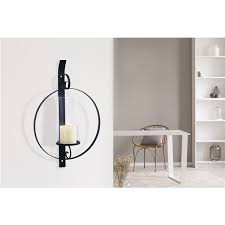 These candle sconces are the definition of simplistic elegance; Artmaison Canada Orbit Ii Metal Wall Sconce With Glass 12 In X 18 In Round Hanging Candle Holder Black Lowe S Canada