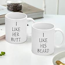 Get great wedding gift ideas. I Like His Beard I Like Her Butt Couples Funny Coffee Mug Set Wedding Gifts Couples