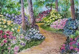 Watercolor painting of flowers on an open field and beautiful village house landscape painting. Flower Garden Art Original Watercolor Landscape Painting Forest Flowers Wall Art Forest Art By Natalia Bezverbnaya Landscape Paintings Watercolor Landscape Paintings Watercolor Landscape