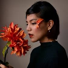 1 enorme dalia de seda color naranja quemado