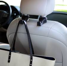Car Headrest Hooks Premium Car Seat Hangers Holders For Purse Bag With Locker Set Of 2 Black Premium Seat Hangers Headrest Premium Cars Car Seats