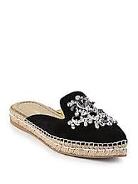 Prada Crystal Embellished Suede Espadrille Mules Costumizacao De Sapatos