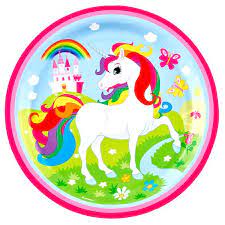 Celebra el cumpleaños de este bonito unicornio ayudándole a ponerse guapo elegiendo la ropa y los accesorios, también podrás cocinar unos ricos pasteles y conseguir todos los regalos que puedas. Juego De 8 Platos Unicornio 23 Cm Comprar Online My Karamelli Imagenes De Unicornios Ilustracion De Unicornio Globos De Animales