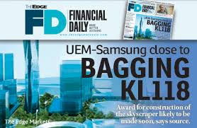 Winner of the 16th asia pacific international entrepreneur excellence award 2017. Uem Samsung Close To Bagging Kl118 Job The Edge Markets