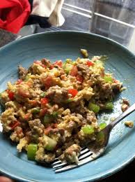 Paleo Turkey Egg Scramble 1 3 C Seasoned Ground Turkey Two Scrambled Eggs Chopped Gree Whole Food Recipes Healthy Breakfast Recipes Paleo Friendly Recipes