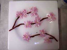 Custom Made Cherry Blossom Plates For Wedding Or Anniversary Glass Crafts Cherry Blossom Glass Flowers