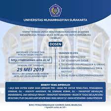 Yaitu lowongan kerja terbaru resmi khususnya di bulan september 2020. Rekrutmen Dosen Universitas Muhammadiyah Surakarta Lowongan Kerja Dan Rekrutmen Bulan Mei 2021