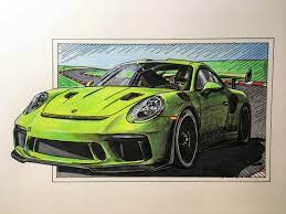 911 rsr art cars in racing liveries. Porsche 911 Gt3 Rs Drawing Hand Drawn Pencil And Paint A4 Etsy