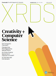 "XRDS" written in light green letters on a white background with a graphic image of a pencil for the cover image.