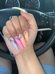 Right Hand Nails Colored Acrylic Nails Long Acrylic Nails