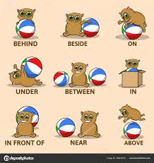 Table Of Prepositions Of Place With Funny Animal Character