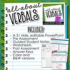Verbals Unit Participles Gerunds Infinitives Powerpoint Teaching Materials Teaching Materials Teaching Verbal Phrases