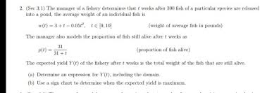 Solved 2 Sec 3 1 The Manager Of A Fishery Determines T