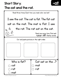 Short Story The Cat And The Rat Primarylearning Org Word Families Word Family Reading Word Family Worksheets
