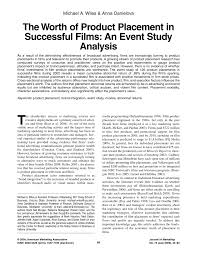 Having gained the support of. Pdf The Worth Of Product Placement In Successful Films An Event Study Analysis