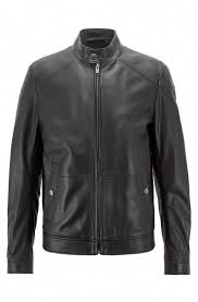 Hugo Boss Regular Fit Blouson Jacket In Nappa Lambskin Black Leather Jackets From Boss Black Leather Jacket Men Leather Jacket Men Mens Leather Bomber Jacket