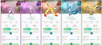 5 Legendary Rare Pokemon Go Stats Mewtwo Mew Zapdos