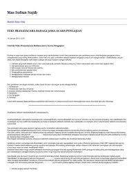 Teks pranatacara merupakan materi ketiga yang diajarkan di kelas x. Contoh Pranatacara Bahasa Jawa